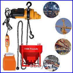 0.5T/1100lbs Electric Chain Hoist Winch with 20Mn2 Chain 110V Remote Control 1300W