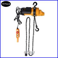 0.5Ton 1300W Electric Chain Hoist 13ft Lifting 20 Mn2 Chain Wired Remote Control