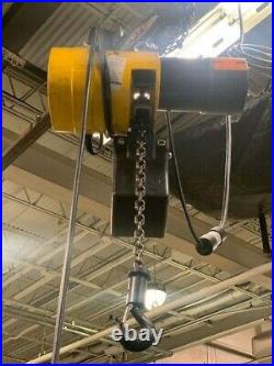 1 Ton Budgit Electric Chain Hoist with Manual Trolley, Pendant Control, 230/460V