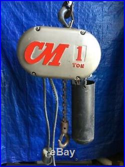 1 Ton CM Loadstar 240/480 Volt Electric Chain Hoist 16' Lift Columbus McKinnon