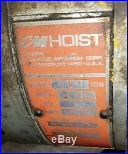 1 Ton CM Lodestar #L Electric ChainHoist 16 FPM 208-240/480/3/60 Trolley/Pendant