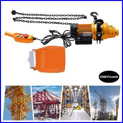 1 Ton Electric Chain Hoist Single Phase Crane Hoist 2200 lbs Load 13 ft Lifting