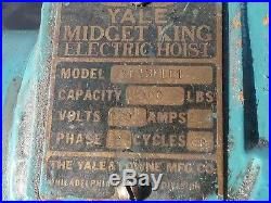1 Ton Yale Midget King Electric Chain Hoist 240 Volt 3 Phase Budgit Made USA