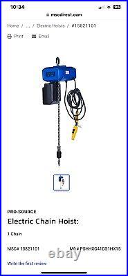 1 ton electric chain hoist single phase. Brand new in box