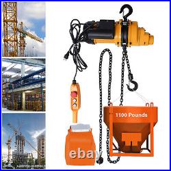 1100LB Electric Chain Hoist 13ft Lifting 20 Mn2 Chain Wired Remote Control 1300W
