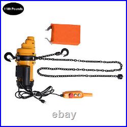 1100LB Electric Chain Hoist 13ft Lifting 20 Mn2 Chain Wired Remote Control 1300W