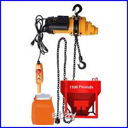 1100LBS Electric Chain Hoist 1 Phase 13FT 20Mn2 Chain Wired Remote Control 110V