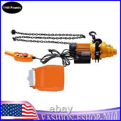 1100lbs 0.5Ton Electric Chain Hoist Winch with13ft 20Mn2 Chain 110V Remote Control