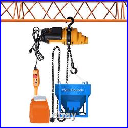 13 ft Lifting 1500W Electric Chain Hoist Single Phase Crane Hoist 2200 lbs Load