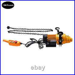 1300W Electric Chain Hoist 1100lbs 10FT Wired Remote + Emergency Stop Switch