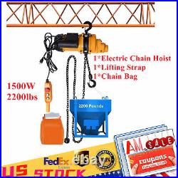 1500W Electric Chain Hoist Single Phase Crane Hoist 2200lbs Load 13ft Lifting