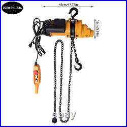 1500W Electric Chain Hoist Winch Single Phase 2200lbs Load with13FT 20Mn2 Chain