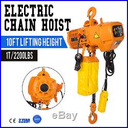 1T 2200Lbs Electric Chain Hoist 10 Lift Height 220V