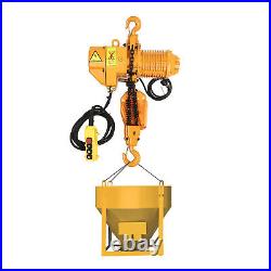 1T/2204 lbs Electric Chain Hoist Single Phrase G80 Chain 10ft Lifting 1.6KW 110V