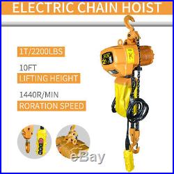 1T Electric Crane Hoist, 2200Lbs Electric Chain Hoist 10 Lift Height 220V TOP