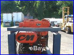 (2) CM 7-1/2 Ton Capacity Electric Chain Hoist Mdl. Y-75 Manual Trolley