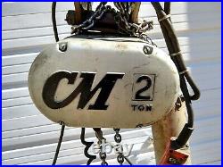 2 Ton CM Lodestar Electric Link Chain Hoist crane with trolley 440 volts 3ph