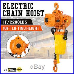2200Lbs Electric Chain Hoist 10 Lift Height 220V 3 Phases