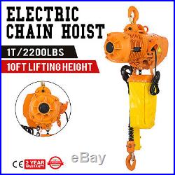 2200Lbs Electric Chain Hoist 10 Lift Height 3Phase 220V Double Chain 1T