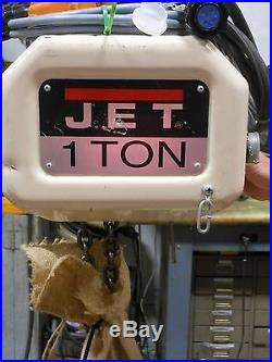 (#632)Jet 1 ton electric chain hoist 10' lift hook mount