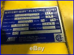 Acco WRIGHT WAY 1/2 Ton Electric Chain Hoist 460V 16/5 Fpm 2104880
