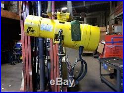 BUDGIT 1 TON ELECTRIC CHAIN HOIST With TROLLEY 208V 15' LIFT 1/2 HP 8 FPM BEH0108