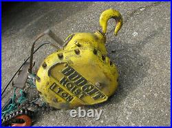 BUDGIT 1 TON ELECTRIC HOIST w 10 ft ROLLER CHAIN 220V 3PH ROPE CONTROL