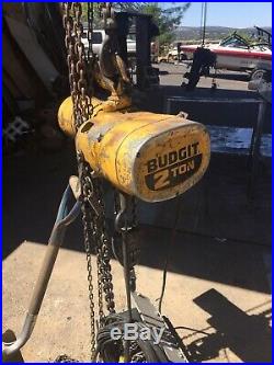BUDGIT 2 TON ELECTRIC CHAIN HOIST 120/240 VOLTS. Freight Shipping