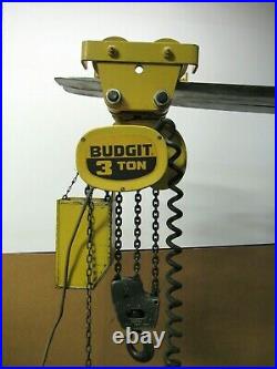 BUDGIT ELECTRIC CHAIN HOIST 115849-19 6000LBS 3TON 120DROP With WIDE BEAM TROLLEY