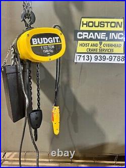 Budgit 1-1/2 Ton Electric Chain Hoist, Model BEHC0216, 16 FT Lift, 230/460-3-60