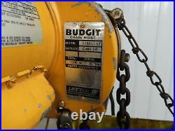 Budgit 1/2 Ton 1000 LB Electric Chain Hoist 15' Travel 1 Phase 110V 16 Fpm