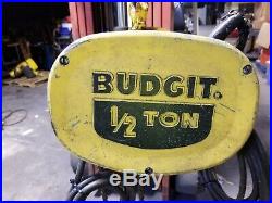 Budgit 1/2 Ton Electric Chain Hoist 120 Vac 9' Lift 1 Phase 10 Fpm 113452-44
