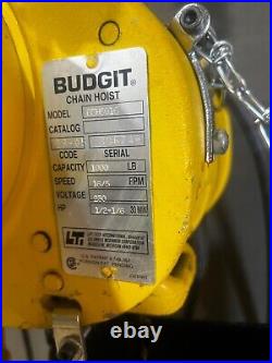 Budgit 1/2 Ton Electric Chain Hoist, Model BEH5016, 10 Ft Lift, 230-3-60 V