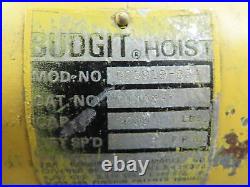 Budgit 1 Ton 2000Lb Electric Chain Hoist 14' 6 Travel 120V Single Phase 8FPM