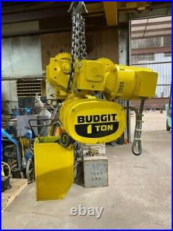 Budgit 1 Ton Electric Chain Hoist with Motorized Trolley, ModelBEH0108, 230/460V