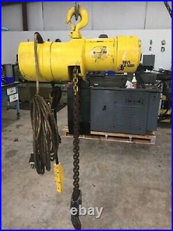 Budgit 2-Ton Electric Chain Hoist, 15' Lift 230/460V. With Beam Trolley