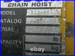 Budgit 2 ton 4000 lb Chain Hoist Lift with control. P-356-2R 113456-10 for parts