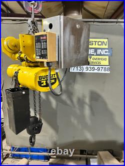 Budgit 3 Ton Electric Chain Hoist with Motorized Trolley, 10ft Lift, 460-3-60V