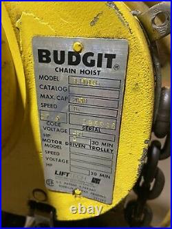 Budgit BEH0116 1 Ton Electric 15Ft Chain Hoist 1HP 460V 3PH Load Tested