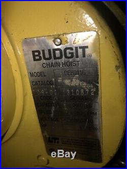 Budgit BEH0116 1 Ton Electric Chain Hoist Lift 15ft Chain
