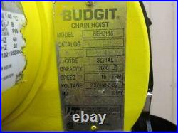 Budgit BEH0116 Electric Chain Hoist 1 Ton 2000 Lbs 3 PH 230/460v 12' Ft. Lift