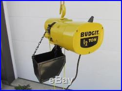 Budgit Electric Chain Hoist 1/2 Ton 1000 Lbs 1 PH 10' Ft. Lift 115 Volt