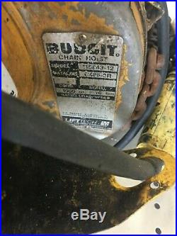 Budgit Electric Chain Hoist 1/2 Ton 1000 Lbs 10 foot Lift