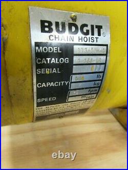 Budgit Man Guard Model 113450-40, G-355-1R, 500lb Electric Chain Hoist Used