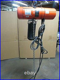 CM Columbus Mckinnon Electric Chain Hoist Model F 1000lbs 1/2 Ton 244 Drop