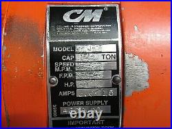CM Columbus Mckinnon Electric Chain Hoist Model J 1000lbs 1/2 Ton 180 Drop