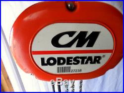 CM LODESTAR 1/2 Ton 1000lb Electric Chain Hoist Model F 16 FPM 12' Lift 120V