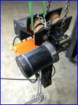 CM LODESTAR MODEL-E 1/2-TON ELECTRIC CHAIN HOIST 1/4-HP 15-FT With ELECTRIC DOLLY