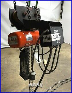 CM LODESTAR MODEL-E 1/2-TON ELECTRIC CHAIN HOIST 1/4-HP 15-FT With ELECTRIC DOLLY