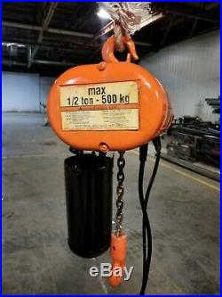 CM Loadstar 1/2 Ton Electric Chain Hoist 18ft Travel 110 volt